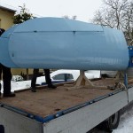 Aufladen der bereits lackierten Flächen und Transport in unsere Werkstatt